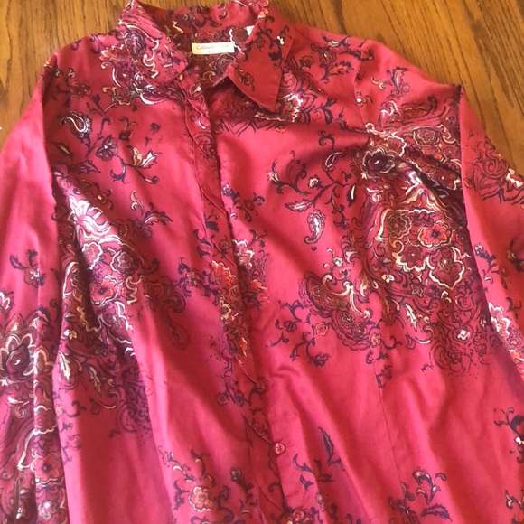 Coldwater Creek Tops - Red flowered shirt